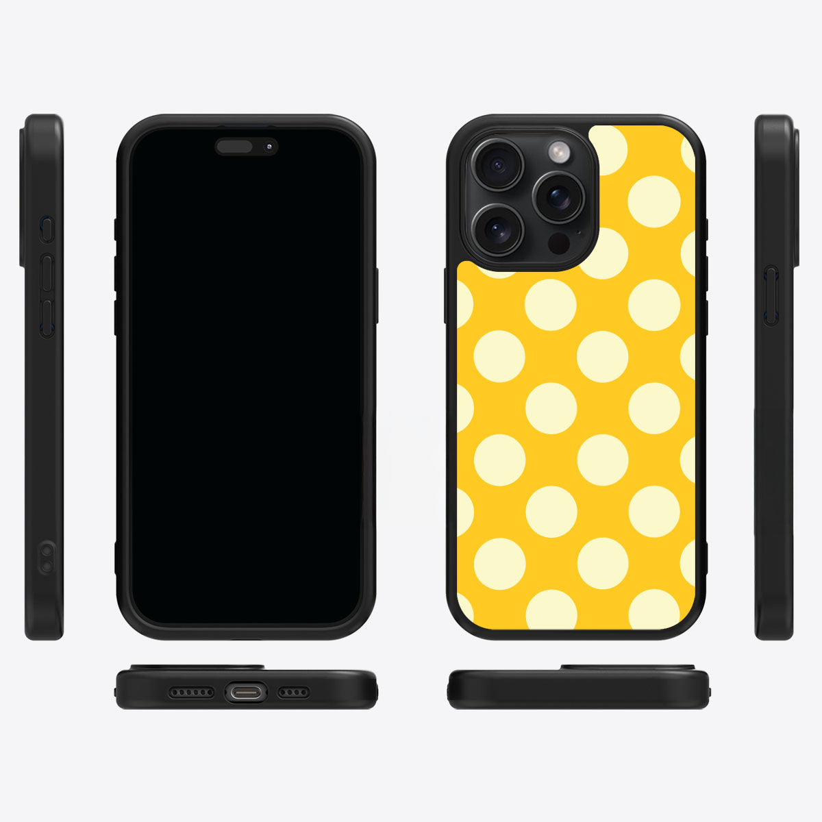 Sunny Dots iPhone 15 Pro case cover – multi-angle view