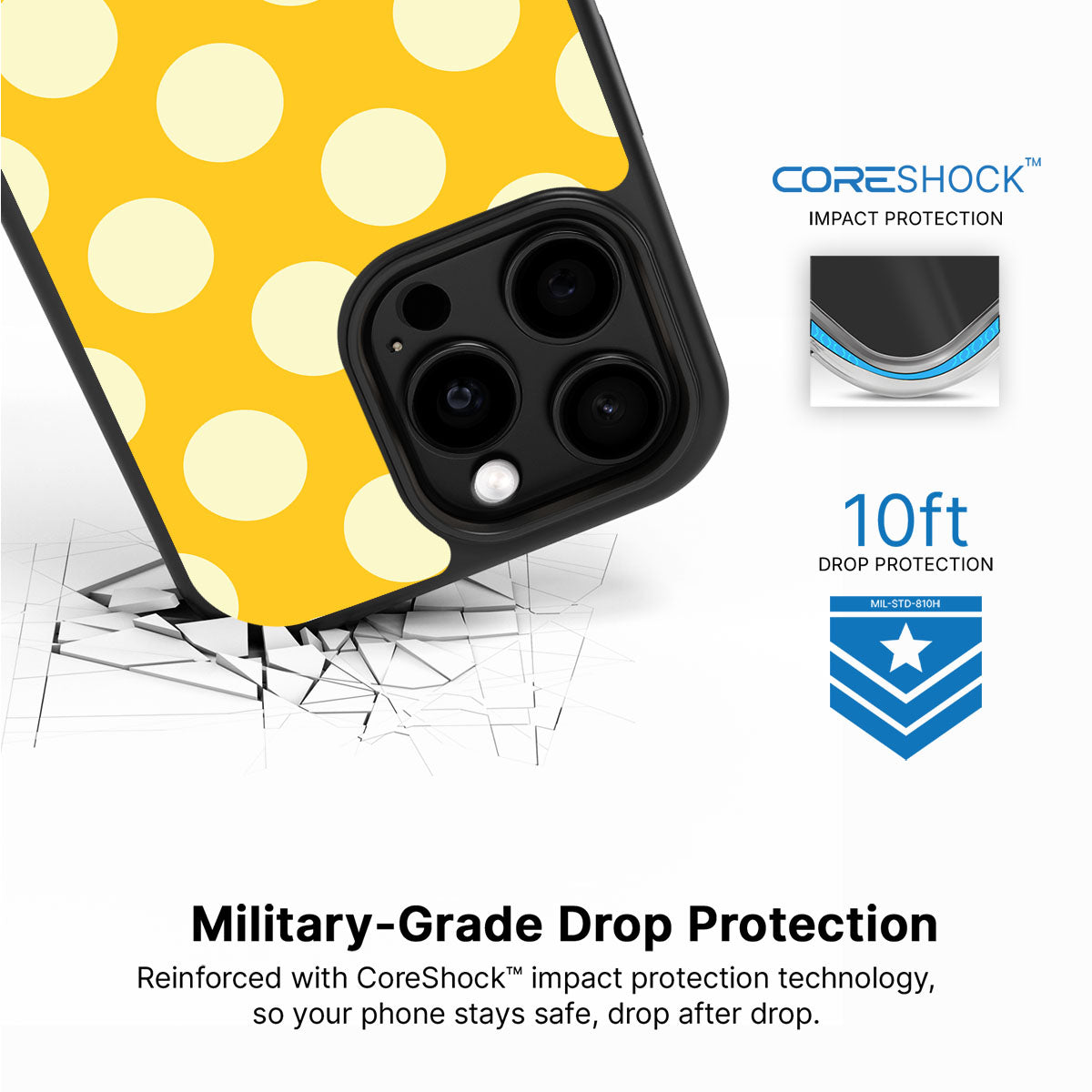Sunny Dots iPhone 15 Pro case with drop protection