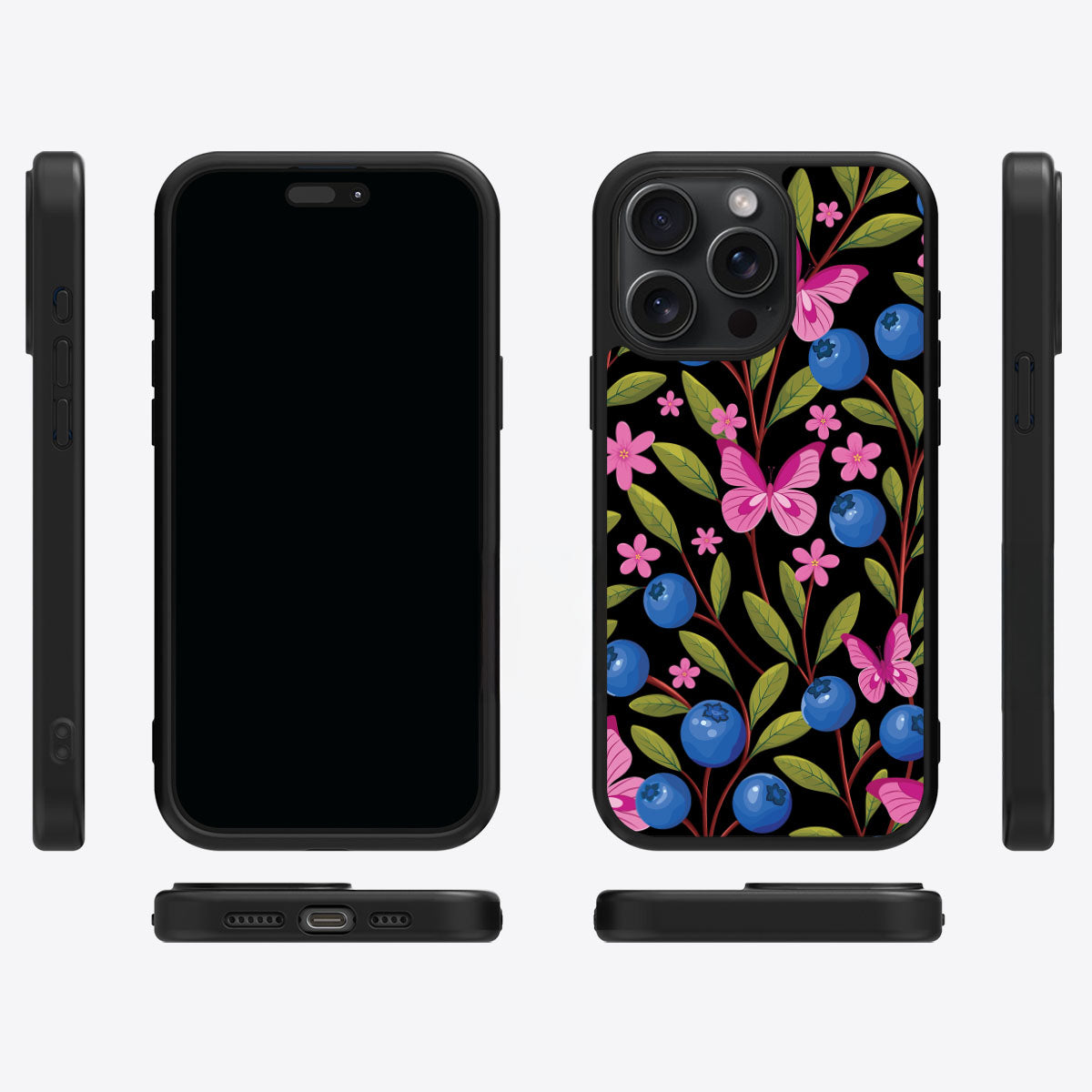Blueberry Butterflies - iPhone 15 Pro Max Case #case type_core (magsafe), #case type_core (non magsafe)