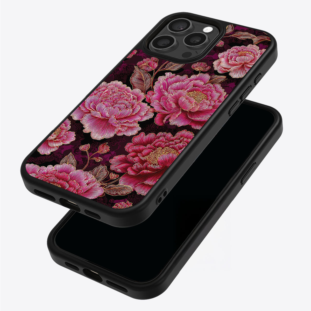 Floral Opulence iPhone 15 Pro Max case – back and side view