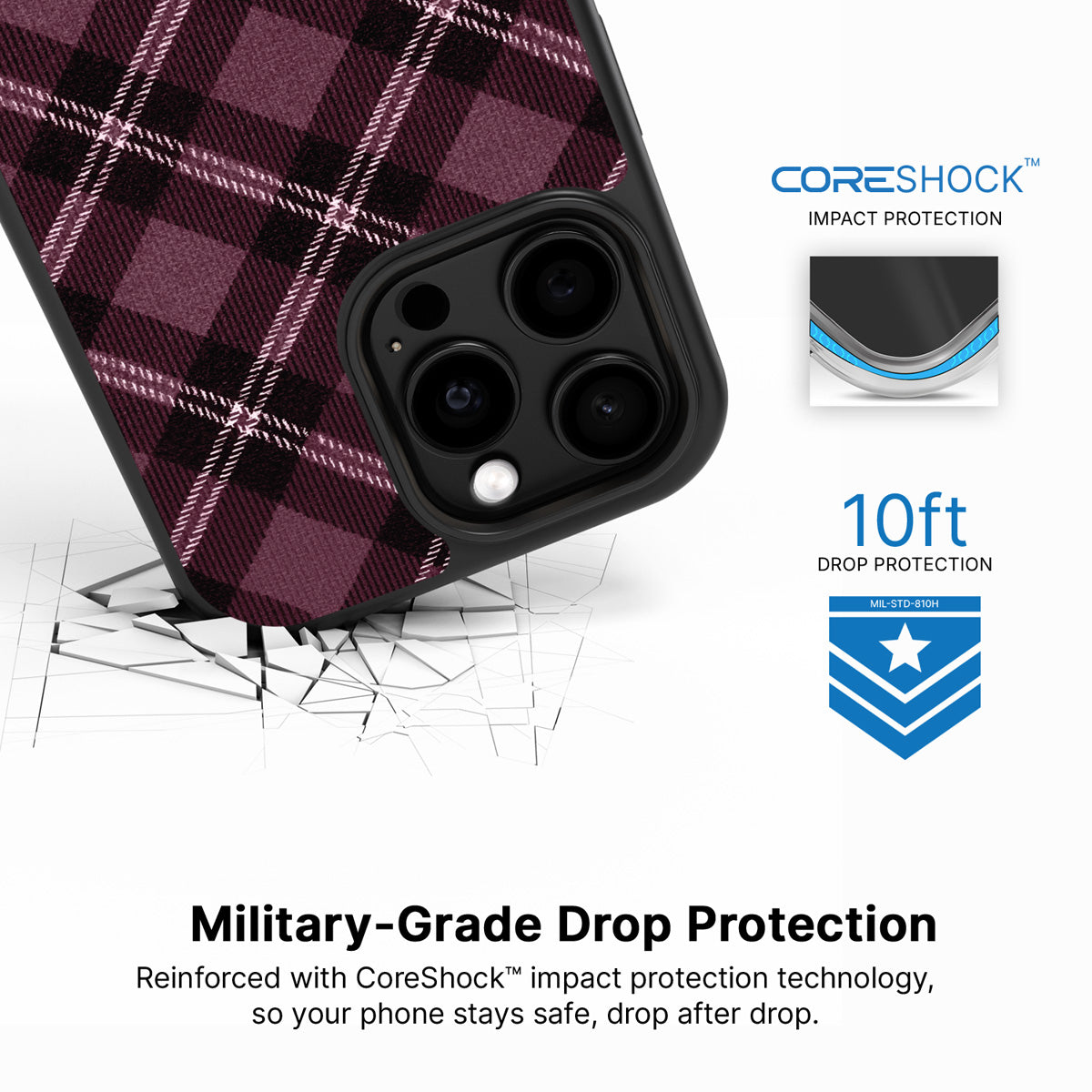 Merlot Weave iPhone 15 Pro Max case with drop protection