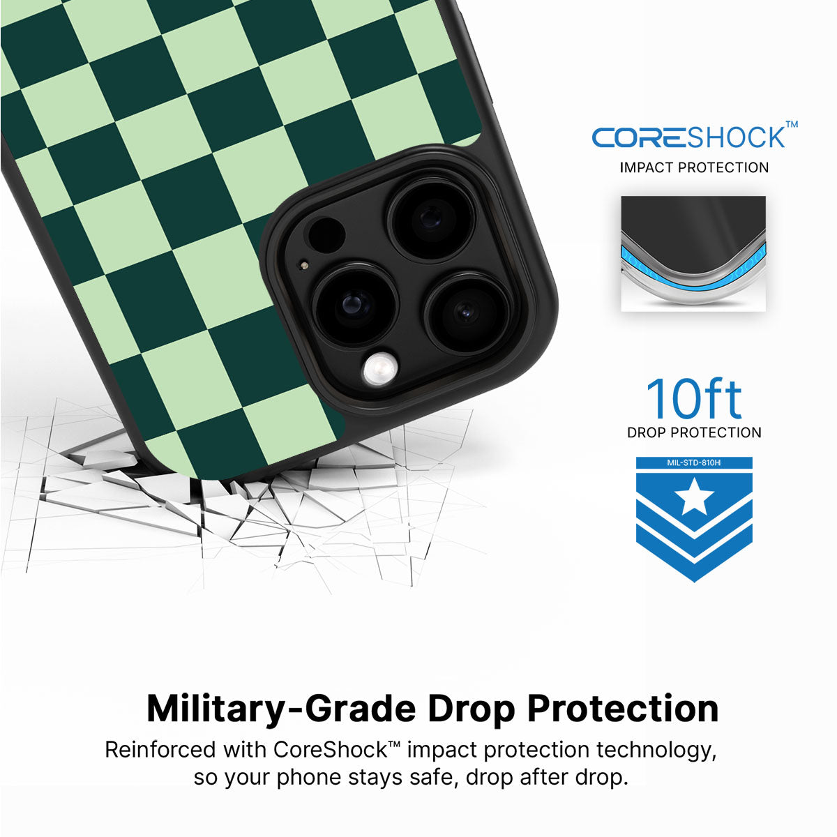 Mint Matrix iPhone 15 Pro Max case with drop protection
