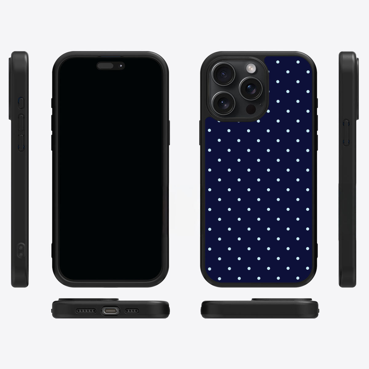 Navy Whisper iPhone 15 Pro Max case cover – multi-angle view