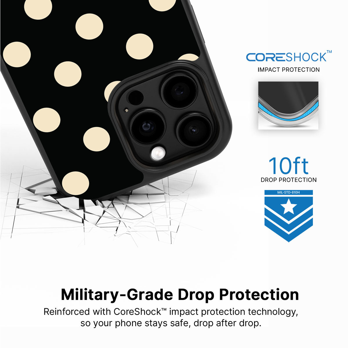 Noir Cream iPhone 15 Pro Max case with drop protection