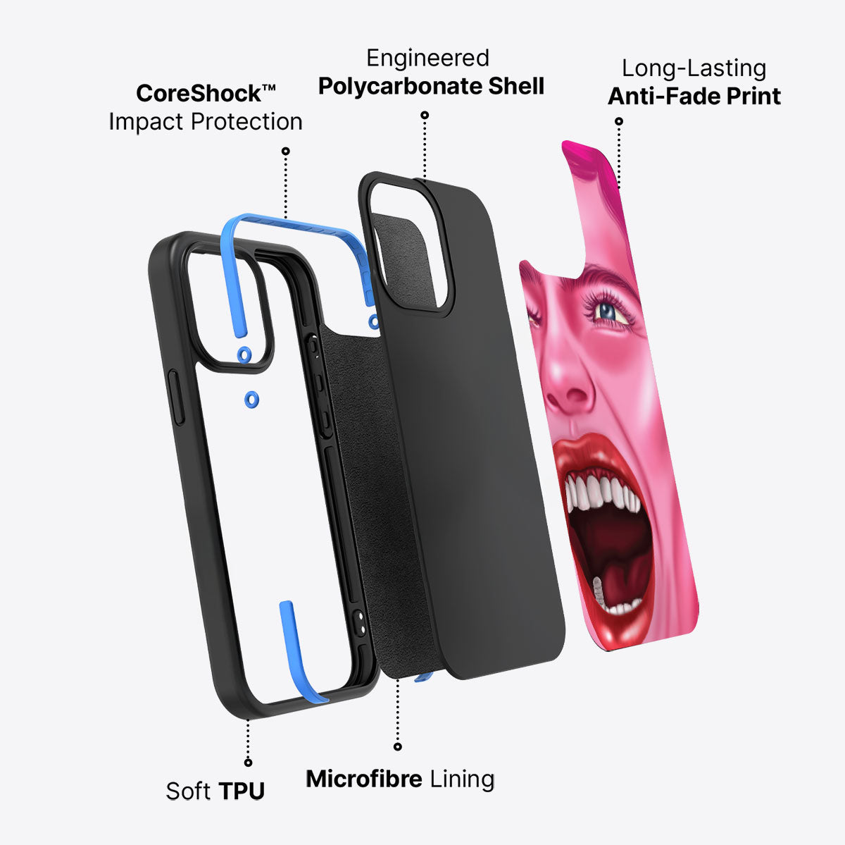 Pink Rage - iPhone 15 Pro Max Case #case type_core (non magsafe)