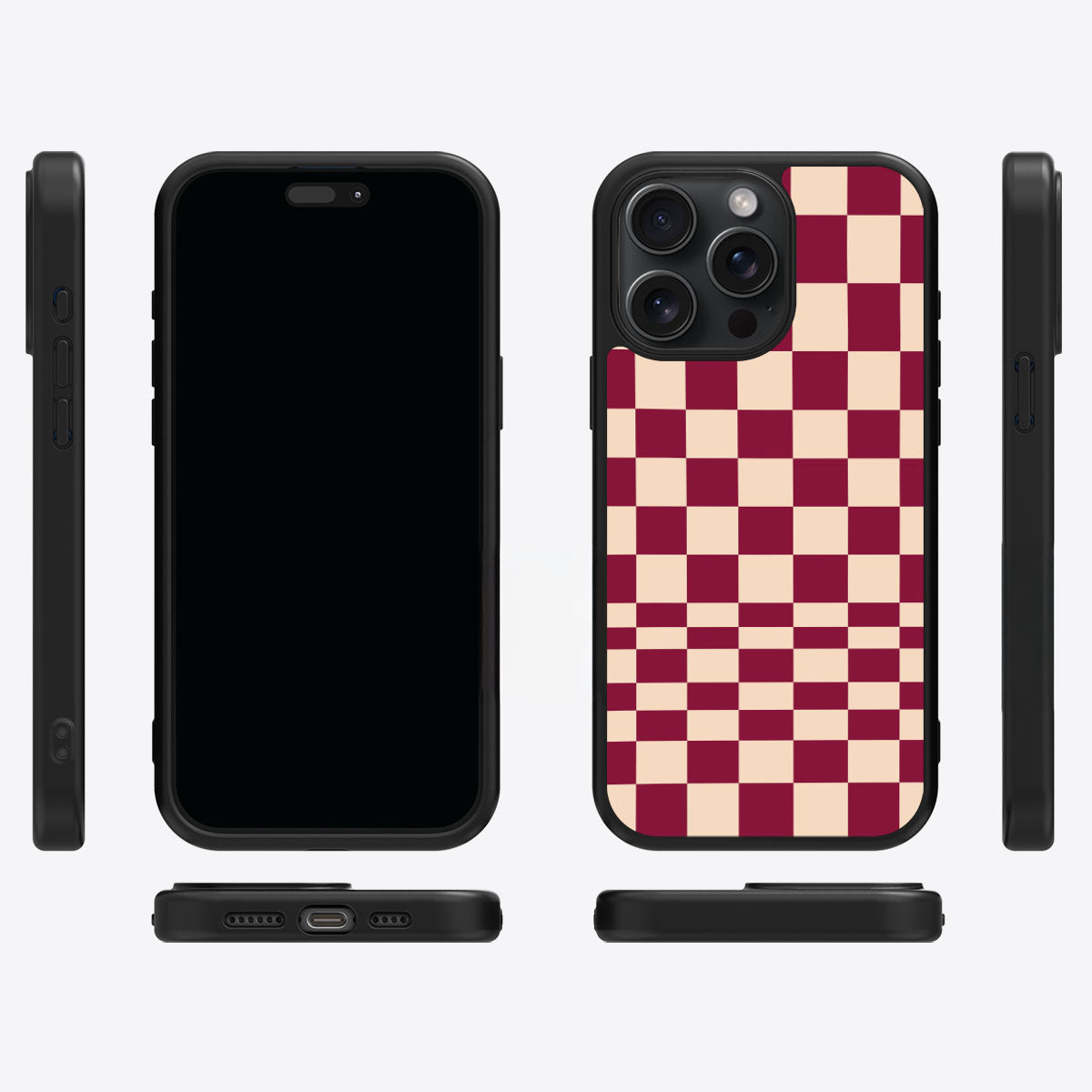 Rouge Board iPhone 15 Pro Max case cover – multi-angle view