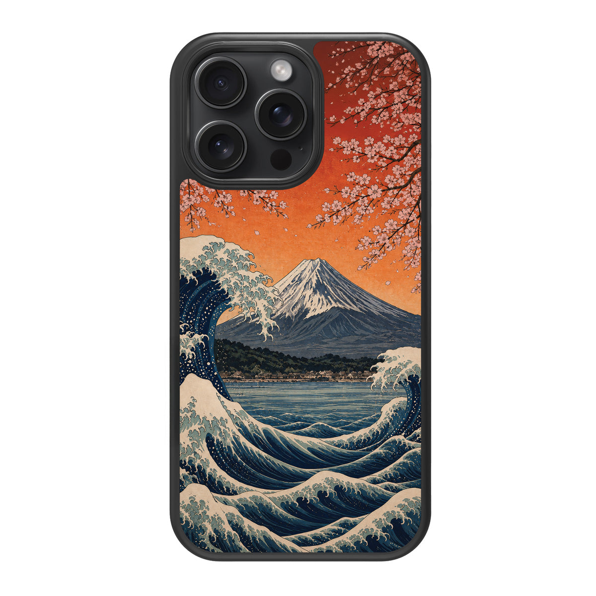 Sakura Coast design back view – iPhone 15 Pro Max case