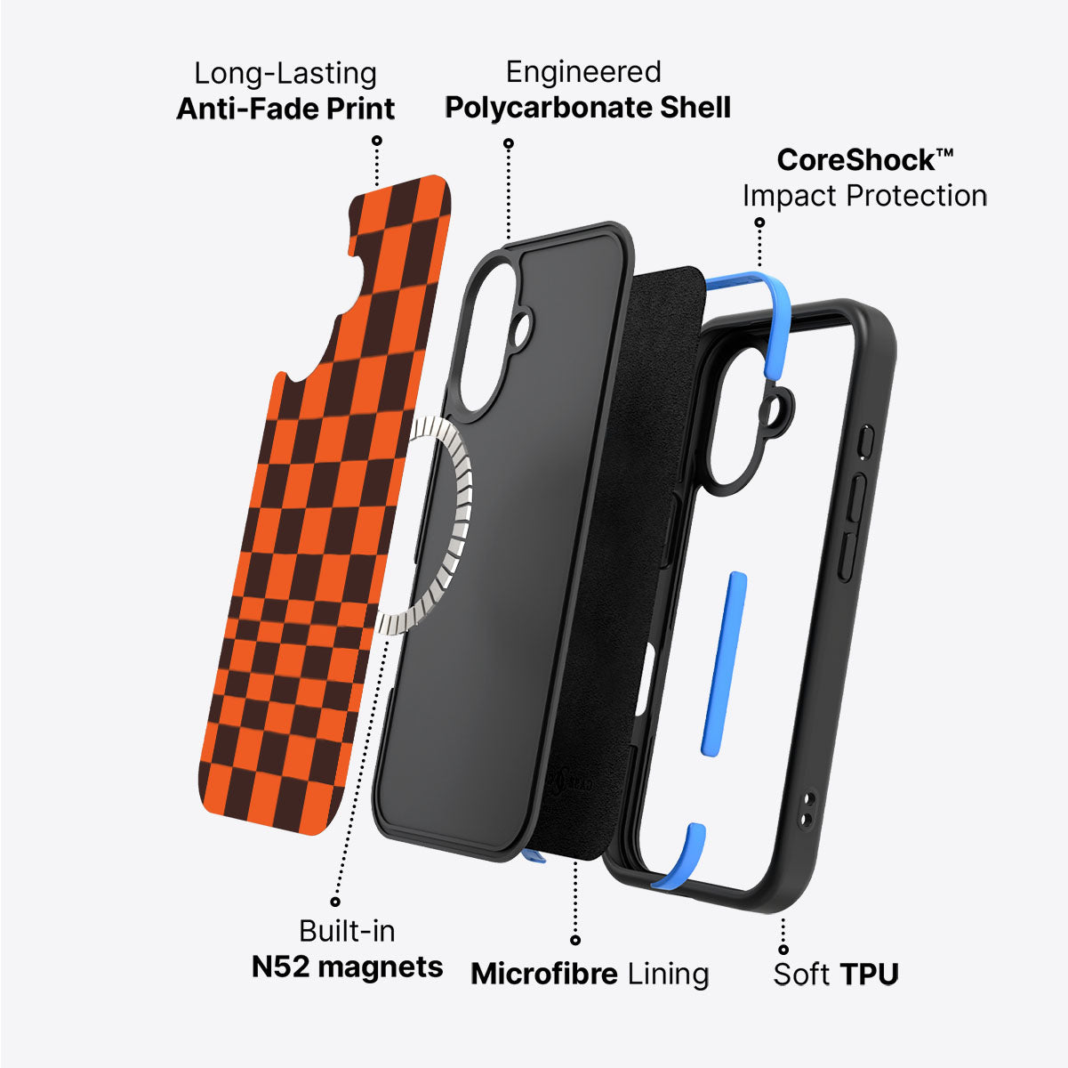 iPhone 16 case construction – Amber Pop phone case