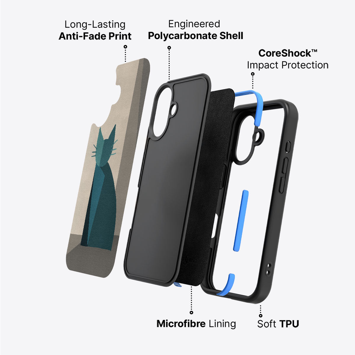 Cubist Feline - iPhone 16 Case #case type_core (non magsafe)