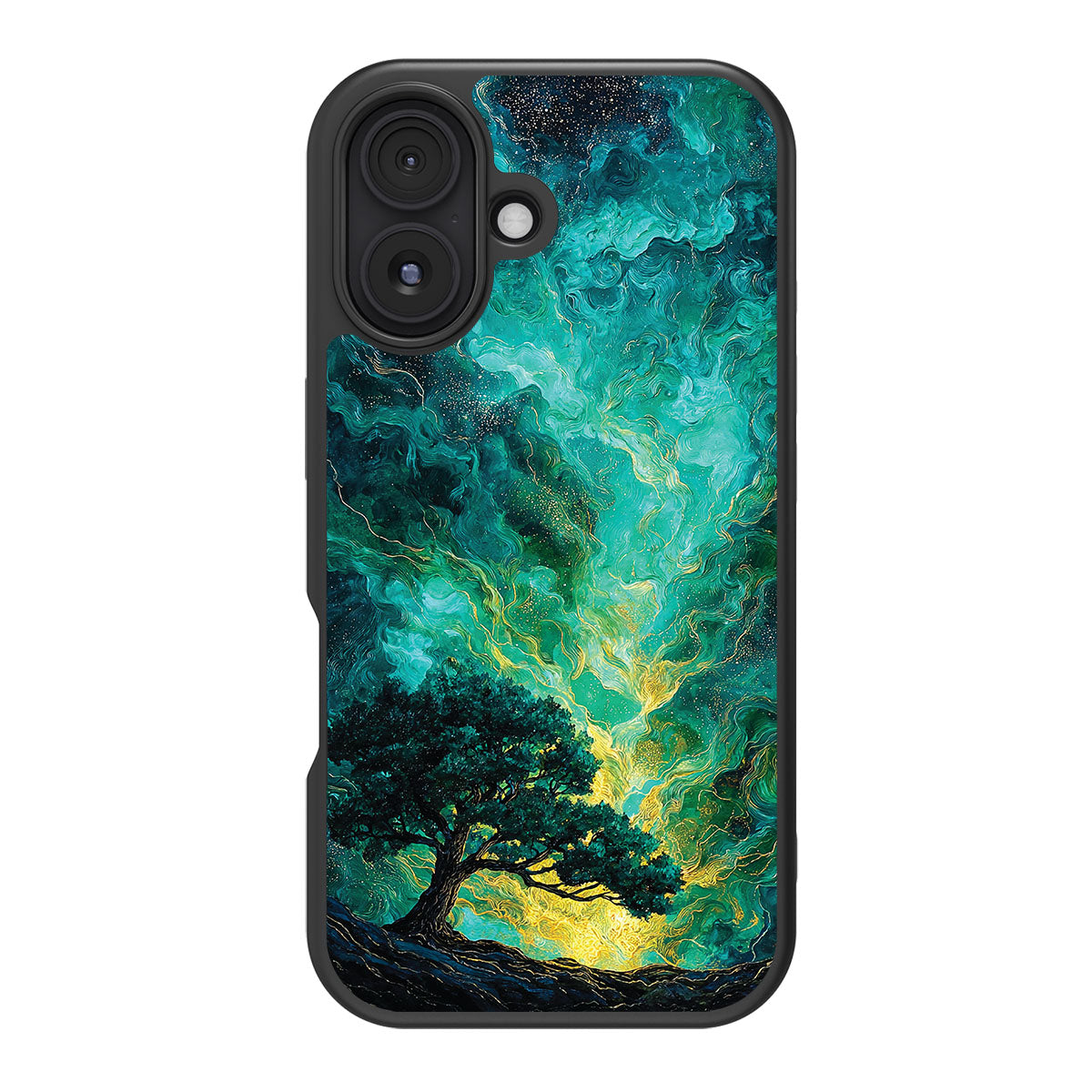 Emerald Storm design back view – iPhone 16 case