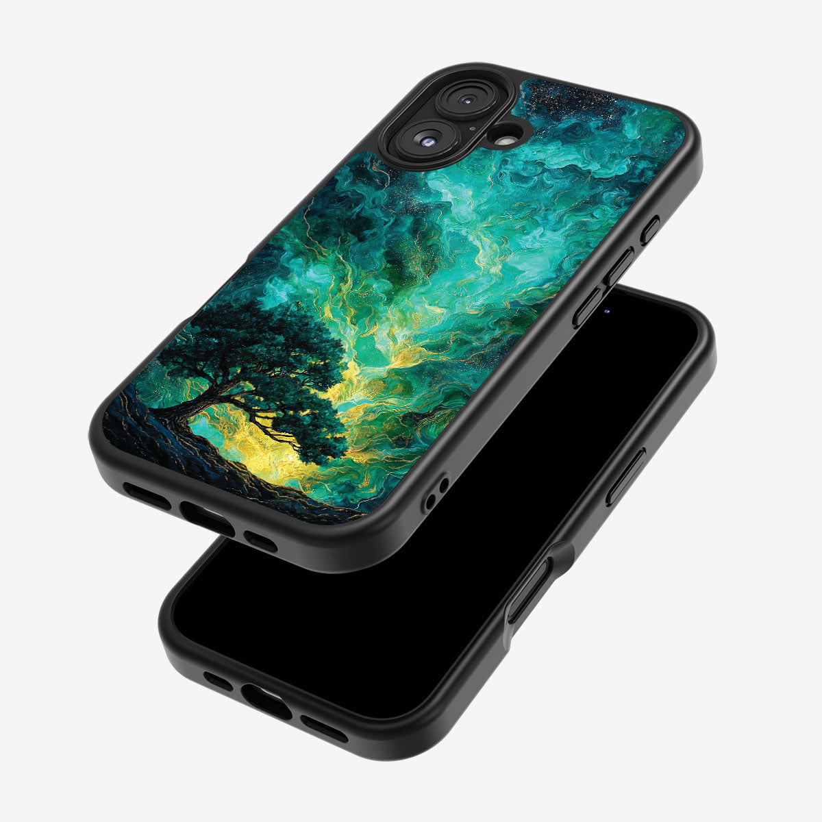 Emerald Storm iPhone 16 case – back and side view