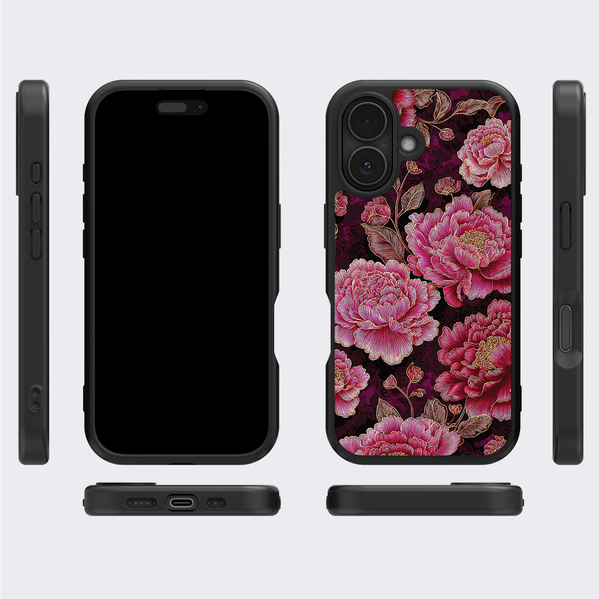 Floral Opulence iPhone 16 case cover – multi-angle view