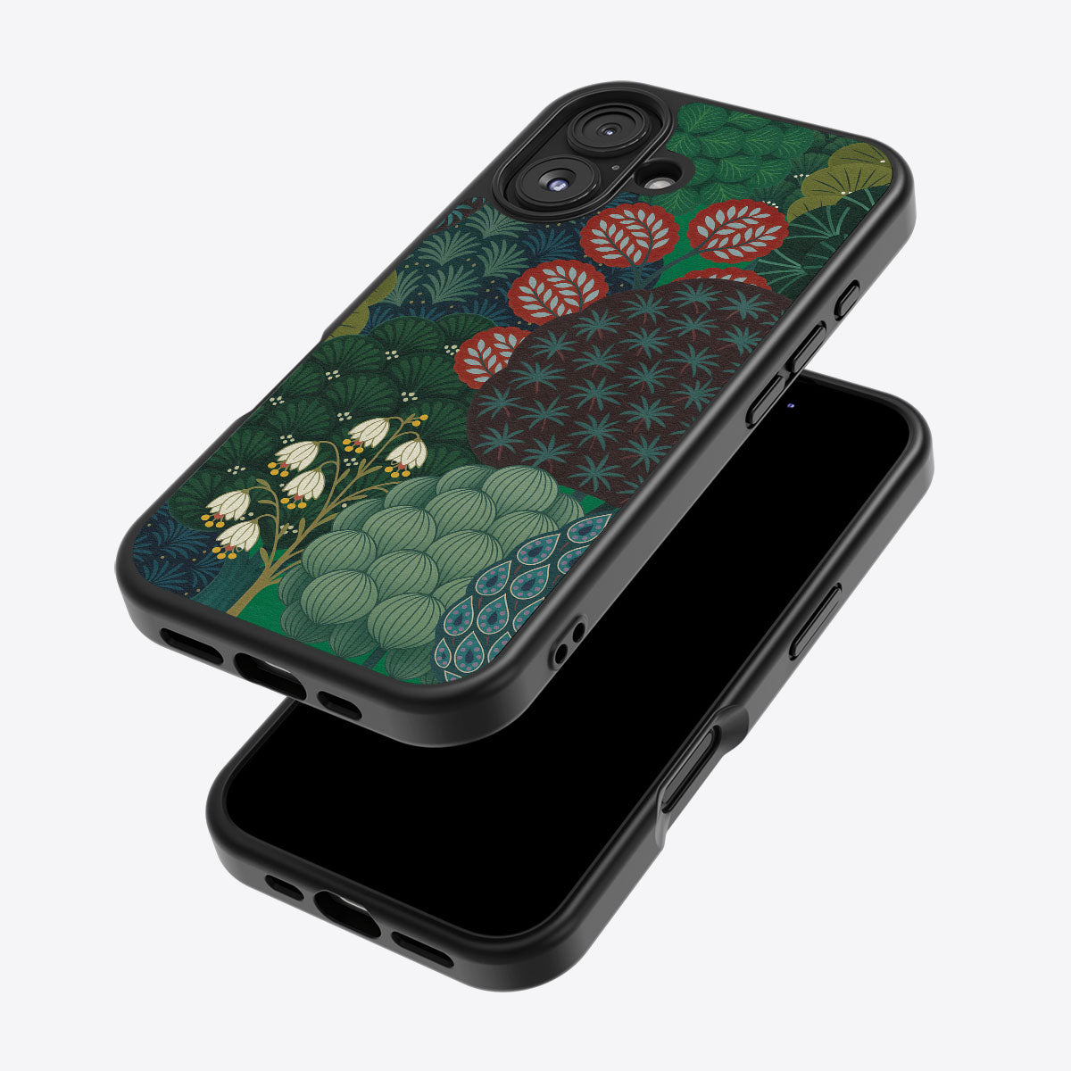 Flourishing Forests iPhone 16 case – back and side view