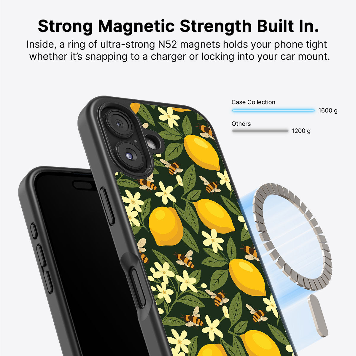 iPhone 16 MagSafe case – Lemon and Bees design