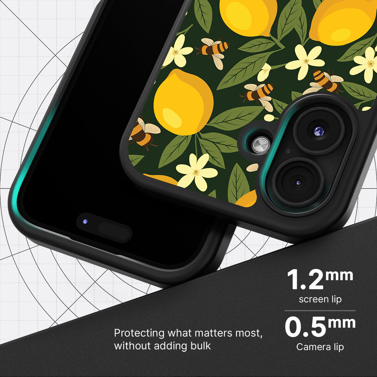 Lemon and Bees slim iPhone 16 phone case