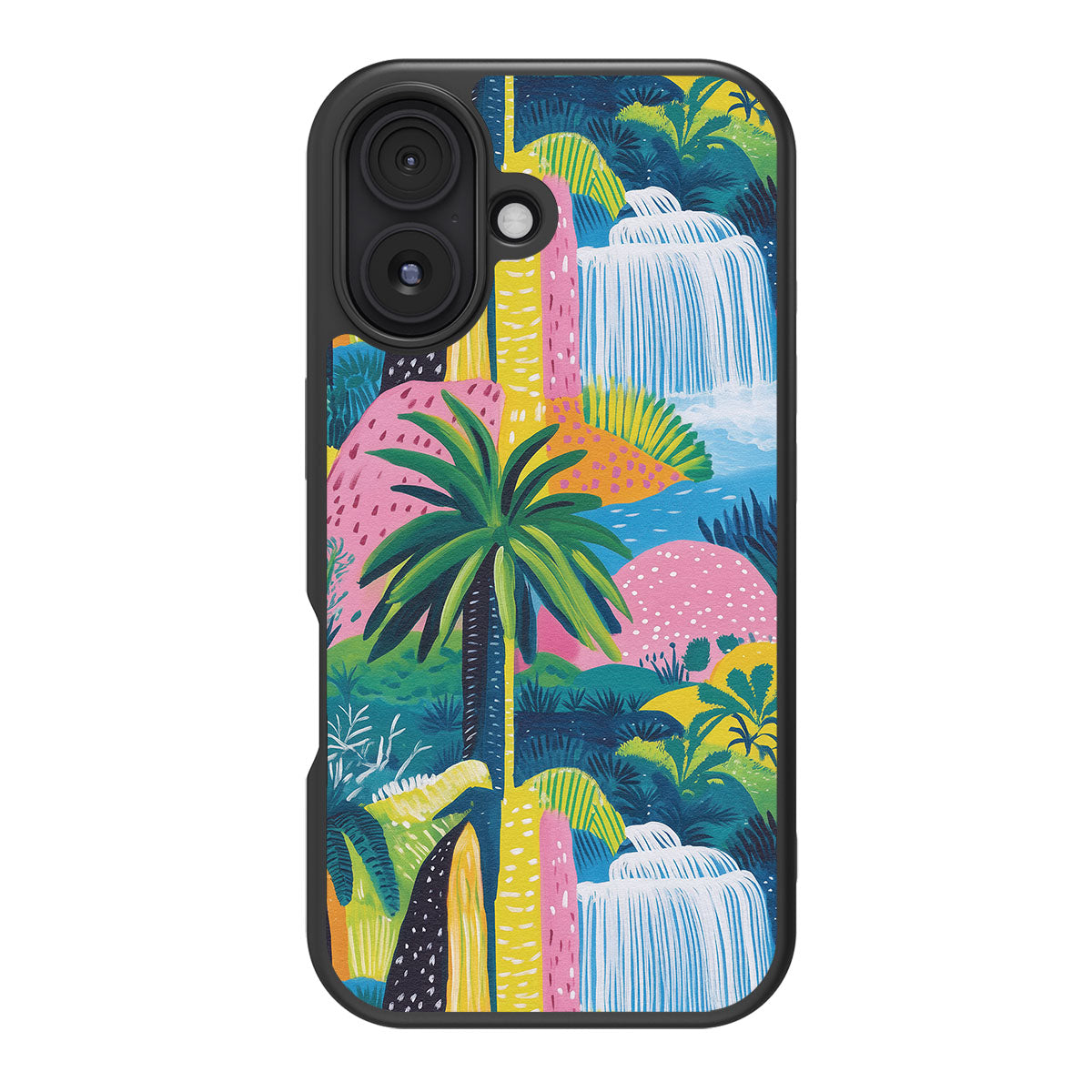 Lively Amazon design back view – iPhone 16 case
