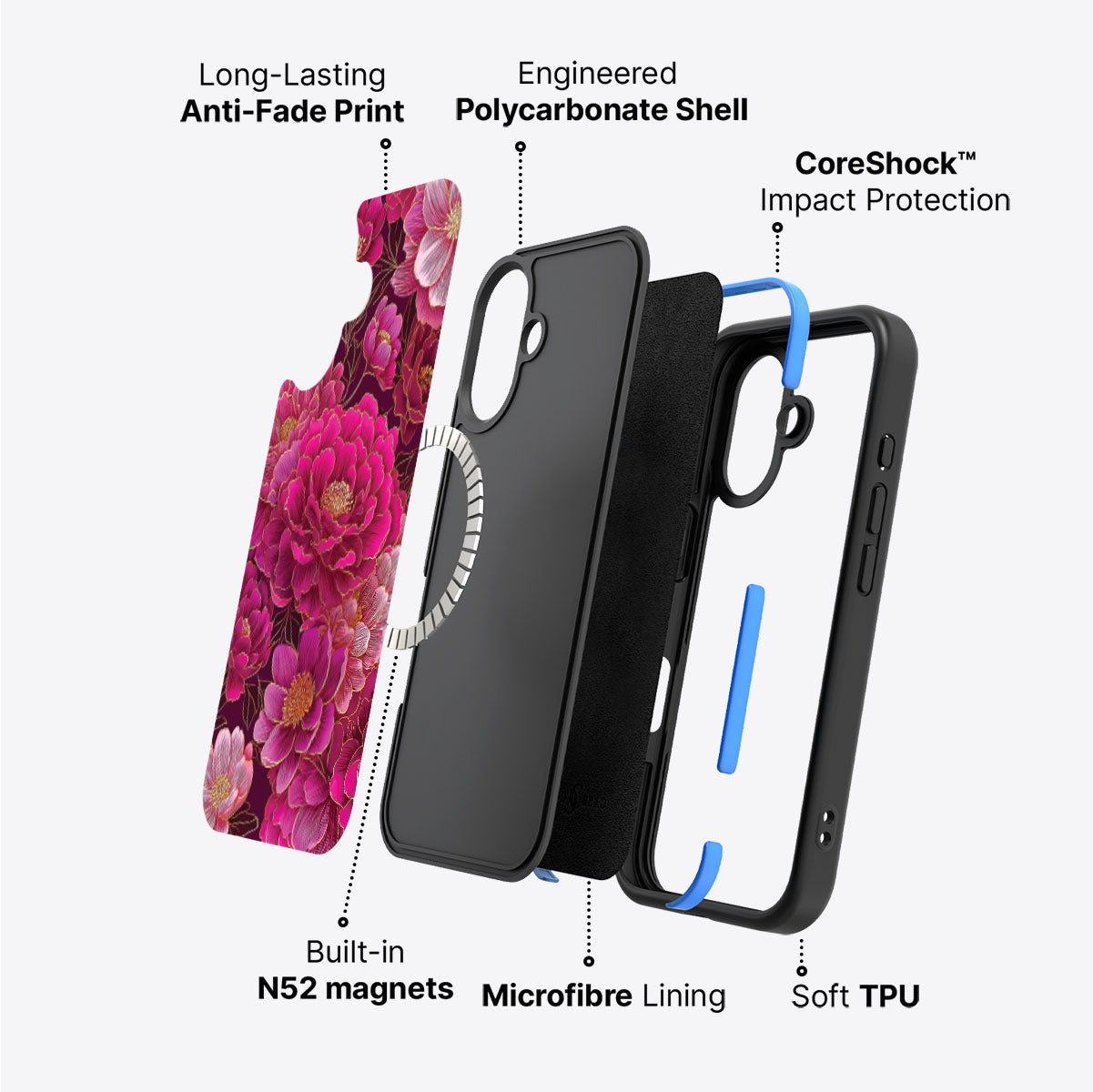 iPhone 16 case construction – Pink Reverie phone case