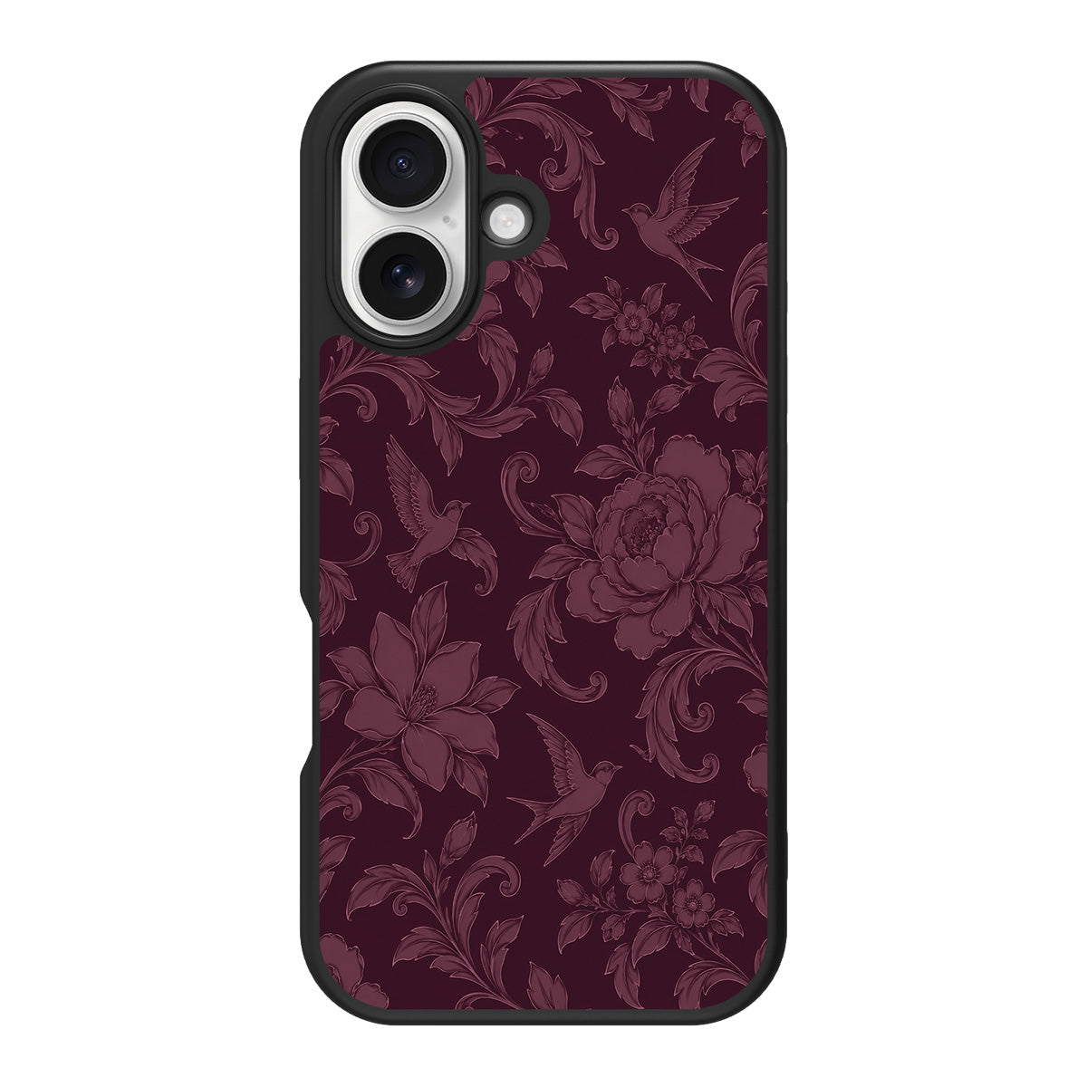 Swallow Damask design back view – iPhone 16 case