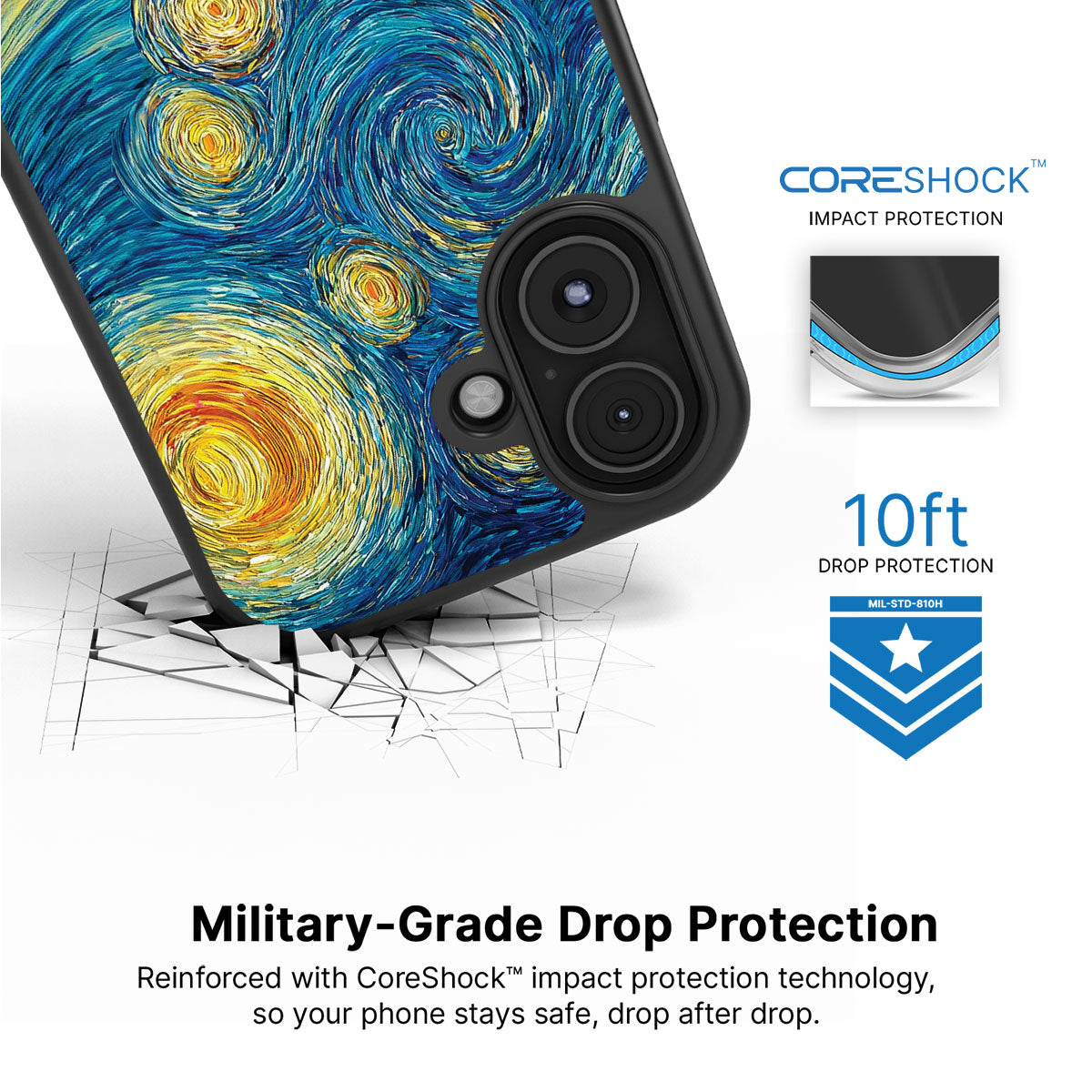 Astral Waves iPhone 16 Plus case with drop protection