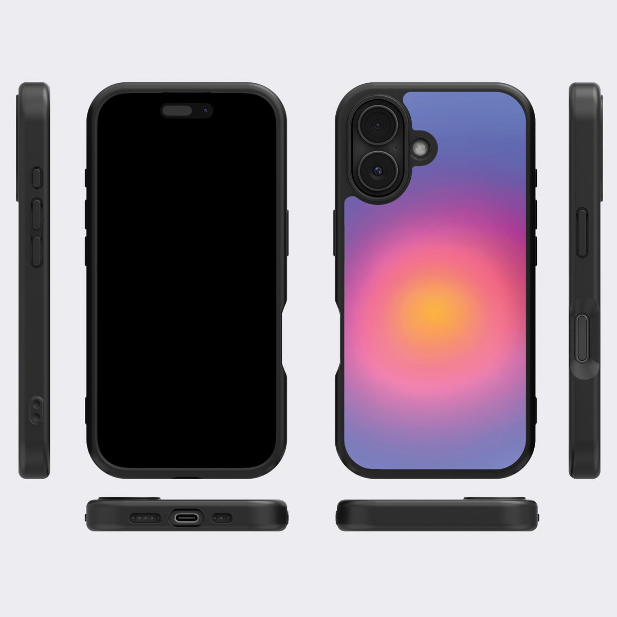 Aura Glow iPhone 16 Plus case cover – multi-angle view