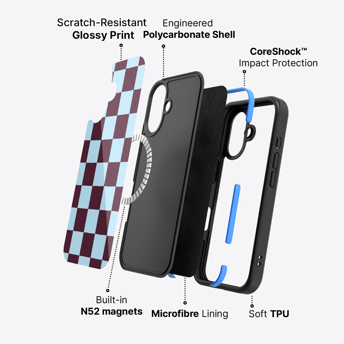 iPhone 16 Plus case construction – Cabernet Tile phone case