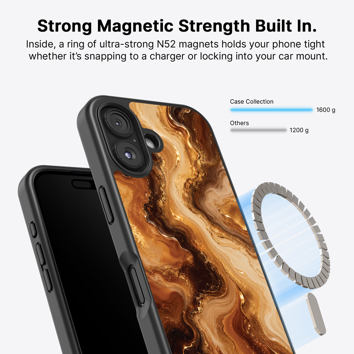 iPhone 16 Plus MagSafe case – Caramel Swirl design