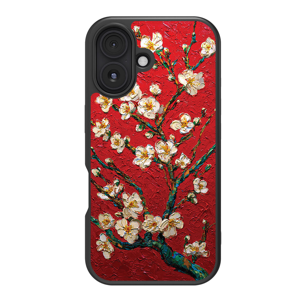 Crimson Blossom design back view – iPhone 16 Plus case