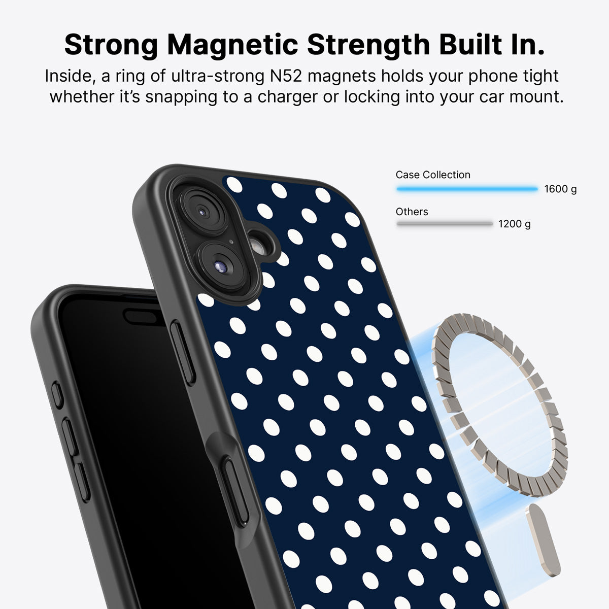 Navy Polka Dot iPhone 16 Plus Case – Deep Sea | MagSafe