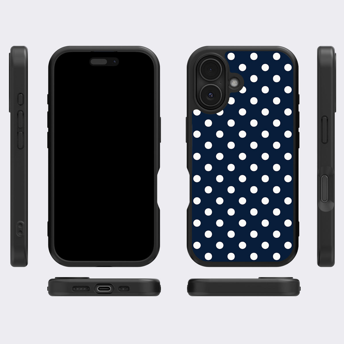 Navy Polka Dot iPhone 16 Plus Case – Deep Sea | MagSafe