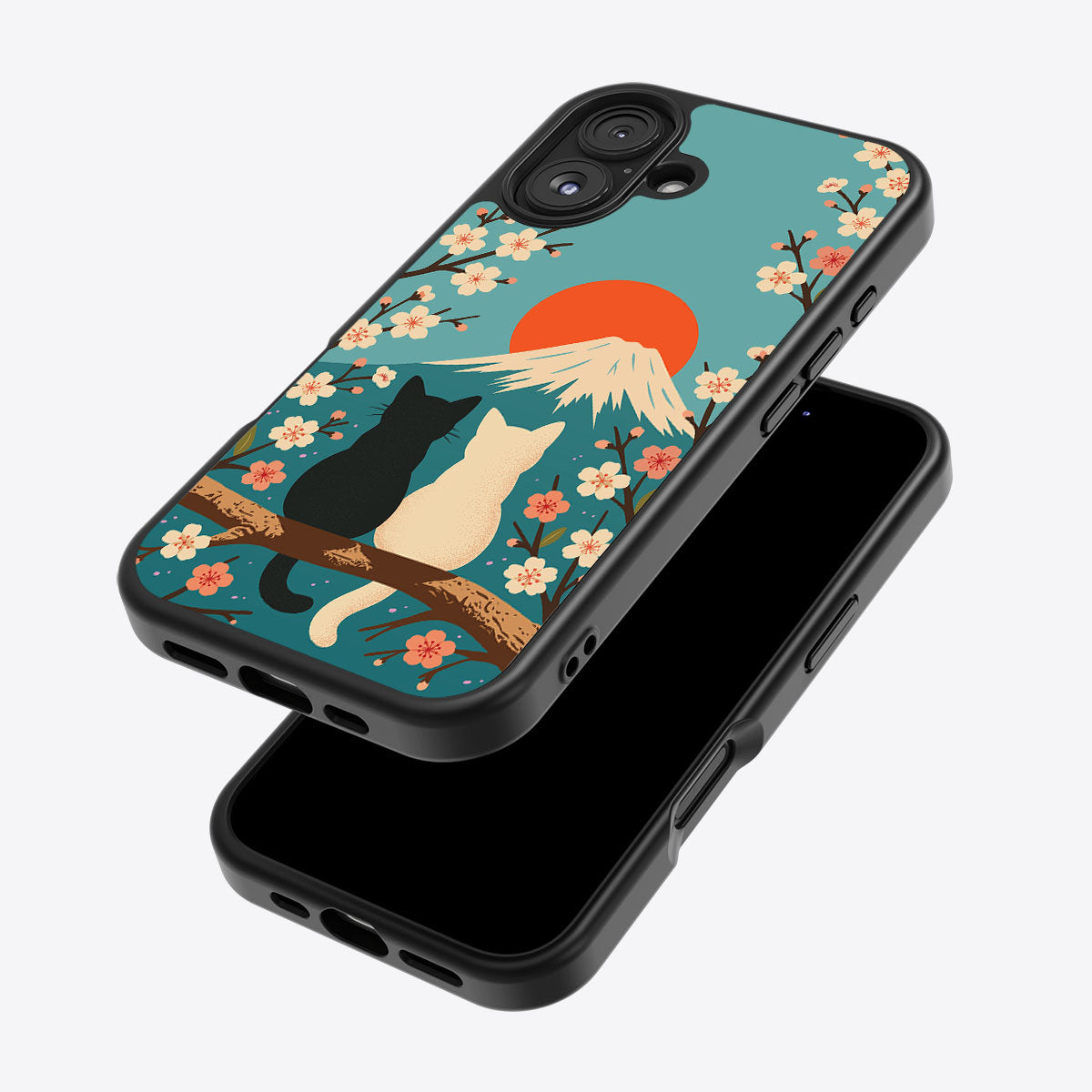 Fuji Cats iPhone 16 Plus case – back and side view