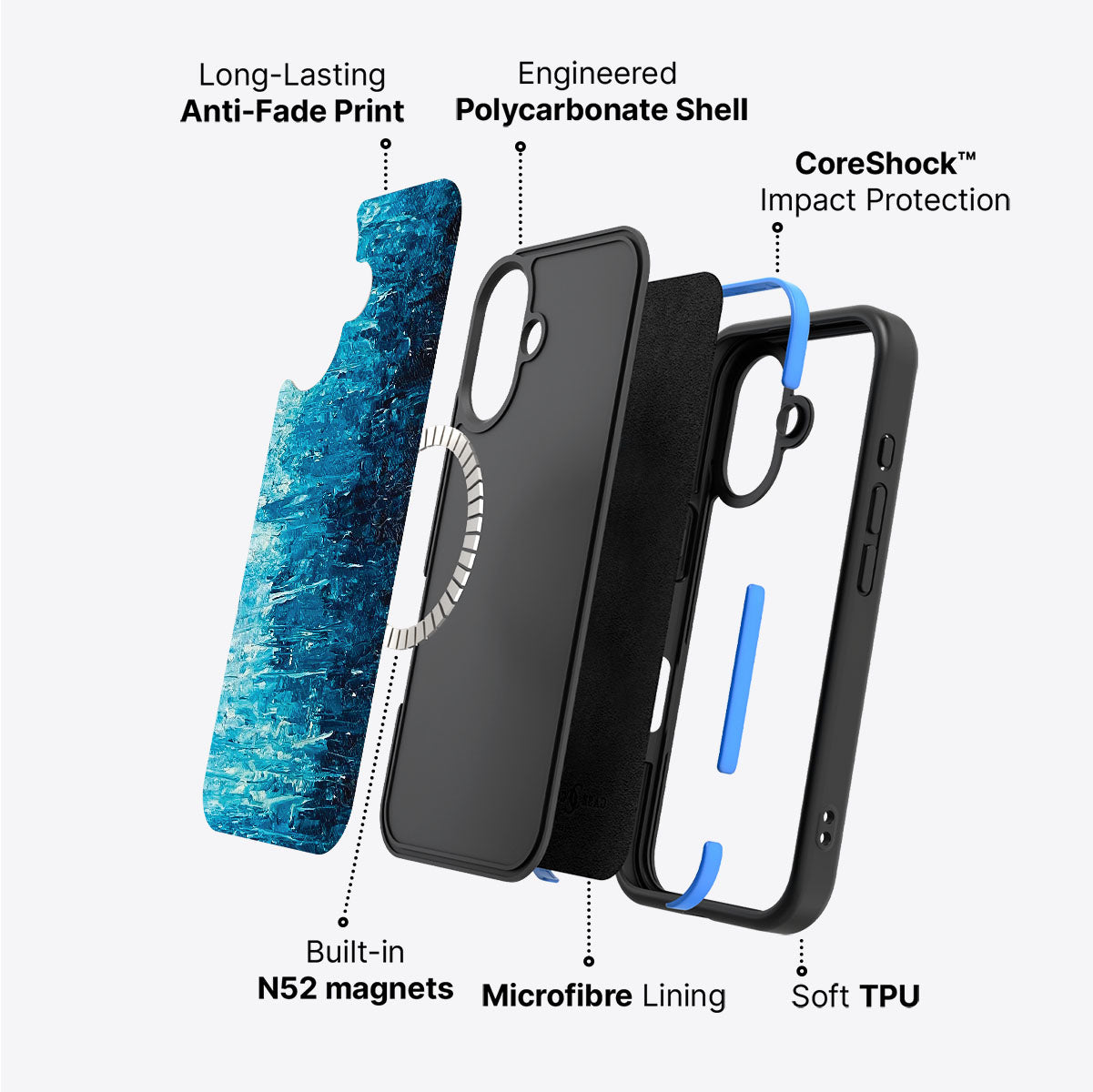 Indigo Impasto - iPhone 16 Plus Case #case type_core (magsafe)