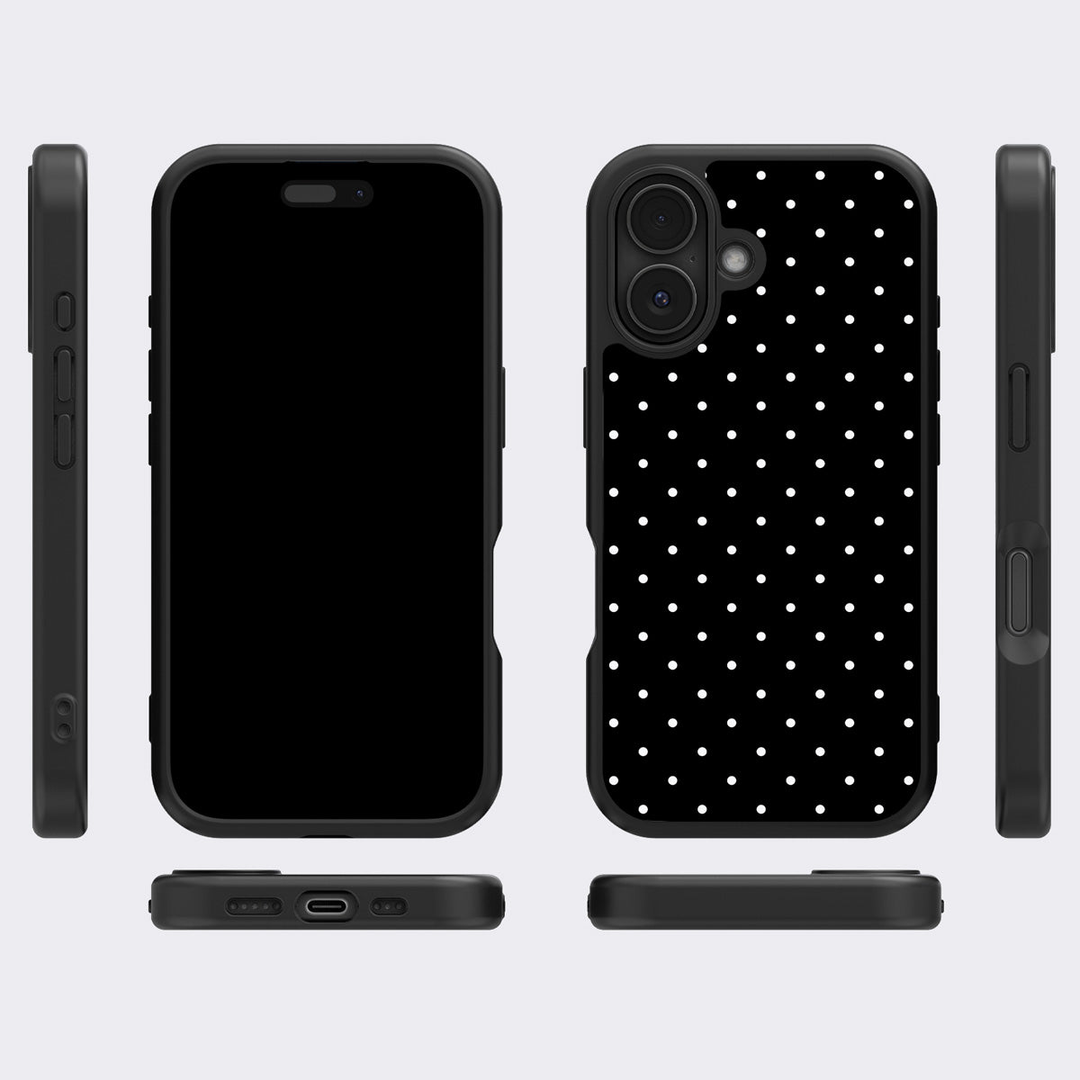 Midnight Confetti iPhone 16 Plus case cover – multi-angle view