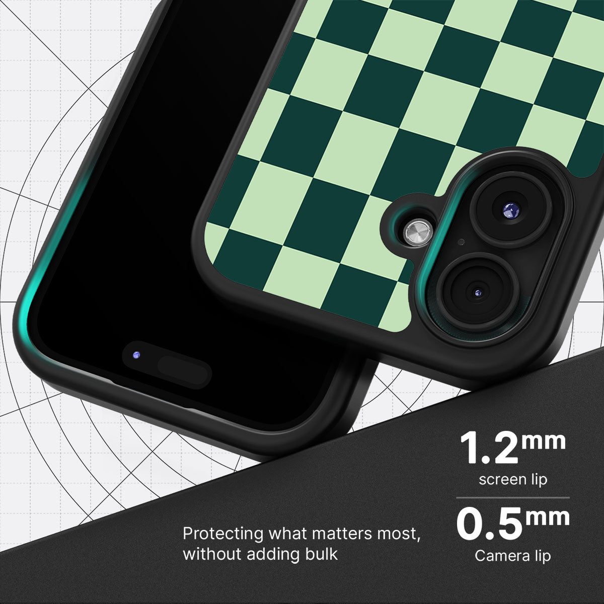Mint Matrix slim iPhone 16 Plus phone case