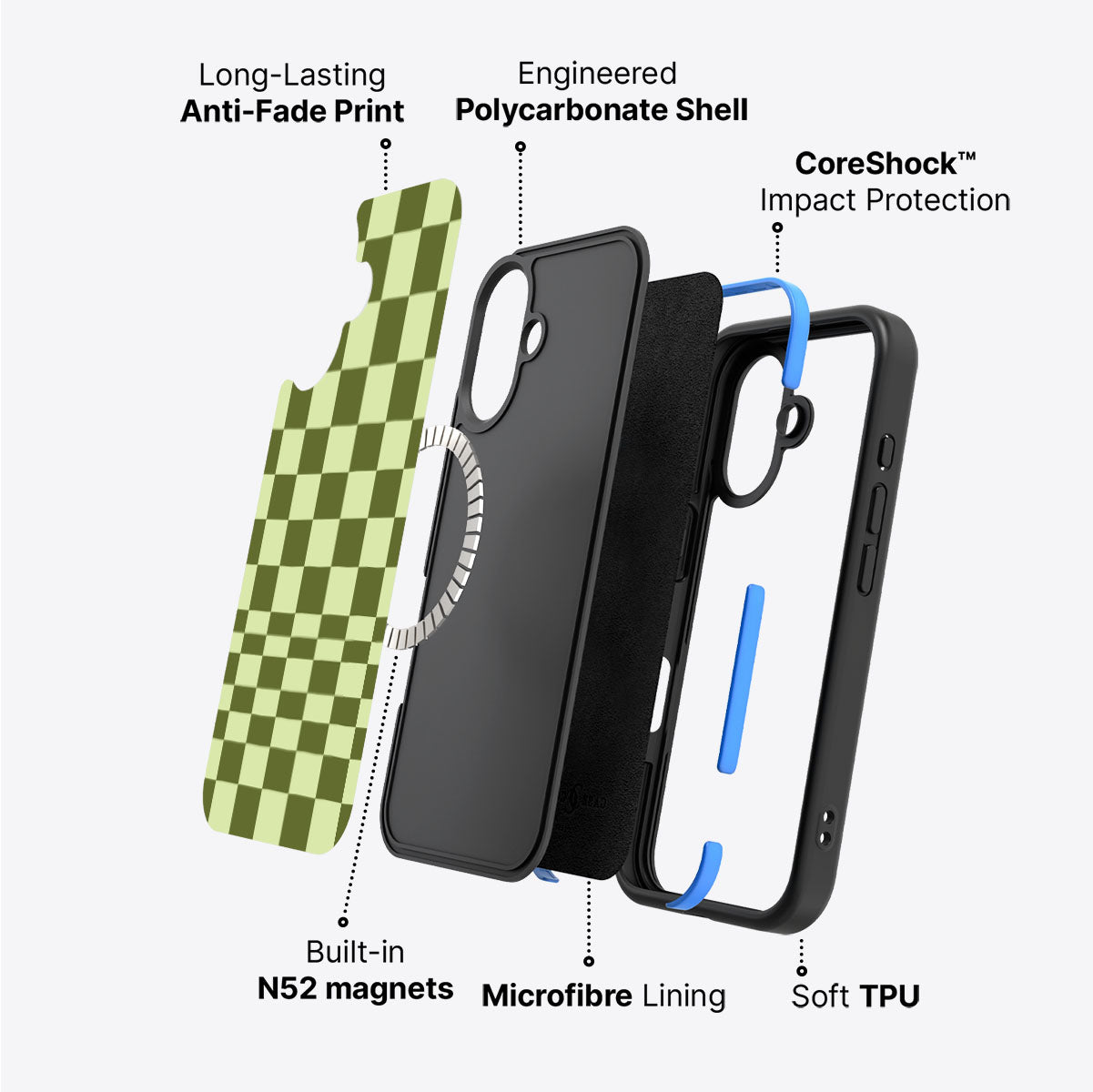 iPhone 16 Plus case construction – Olive Meadow phone case