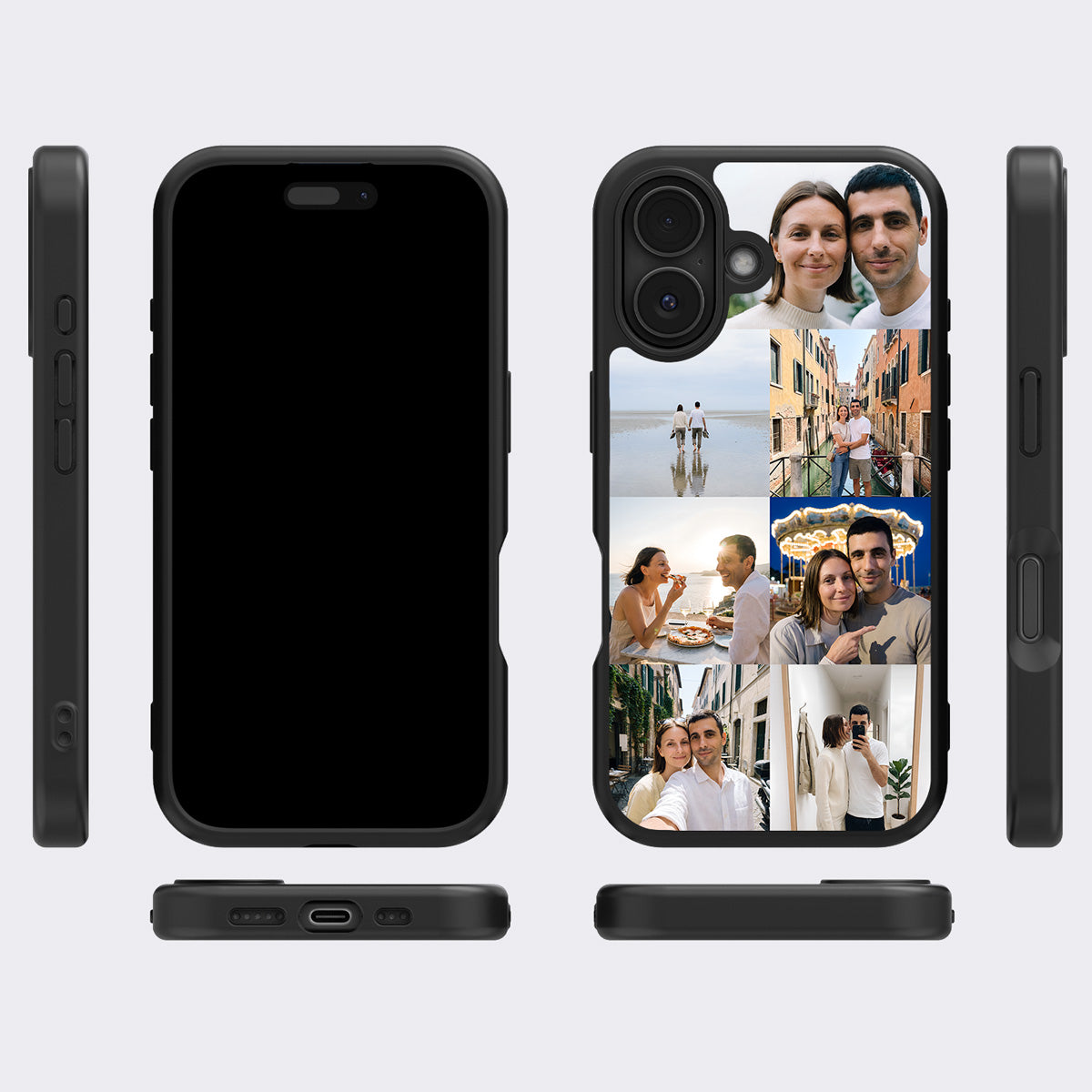 Personalised Photo Collage iPhone 16 Plus case – multi-angle view