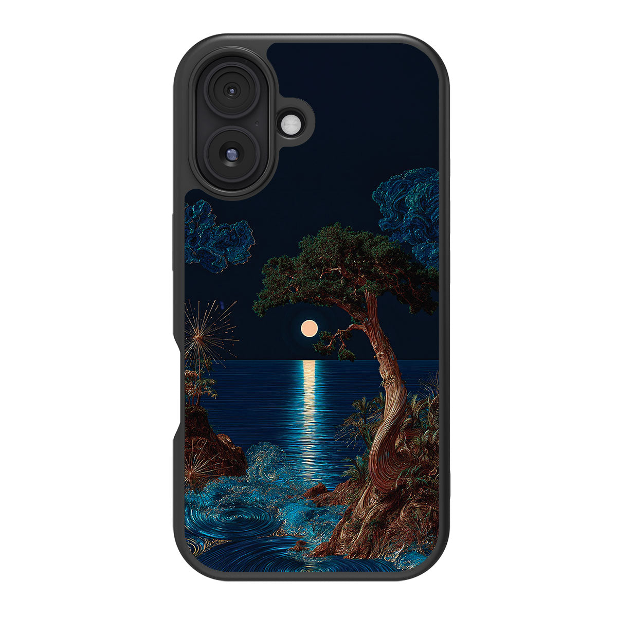 Quiet Moon design back view – iPhone 16 Plus case