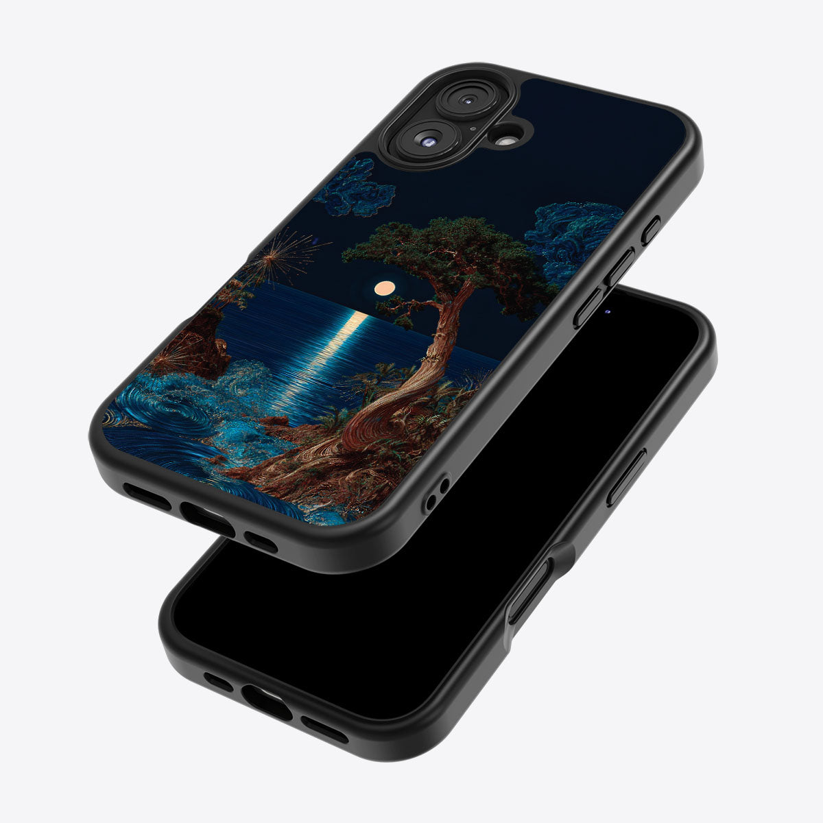 Quiet Moon iPhone 16 Plus case – back and side view