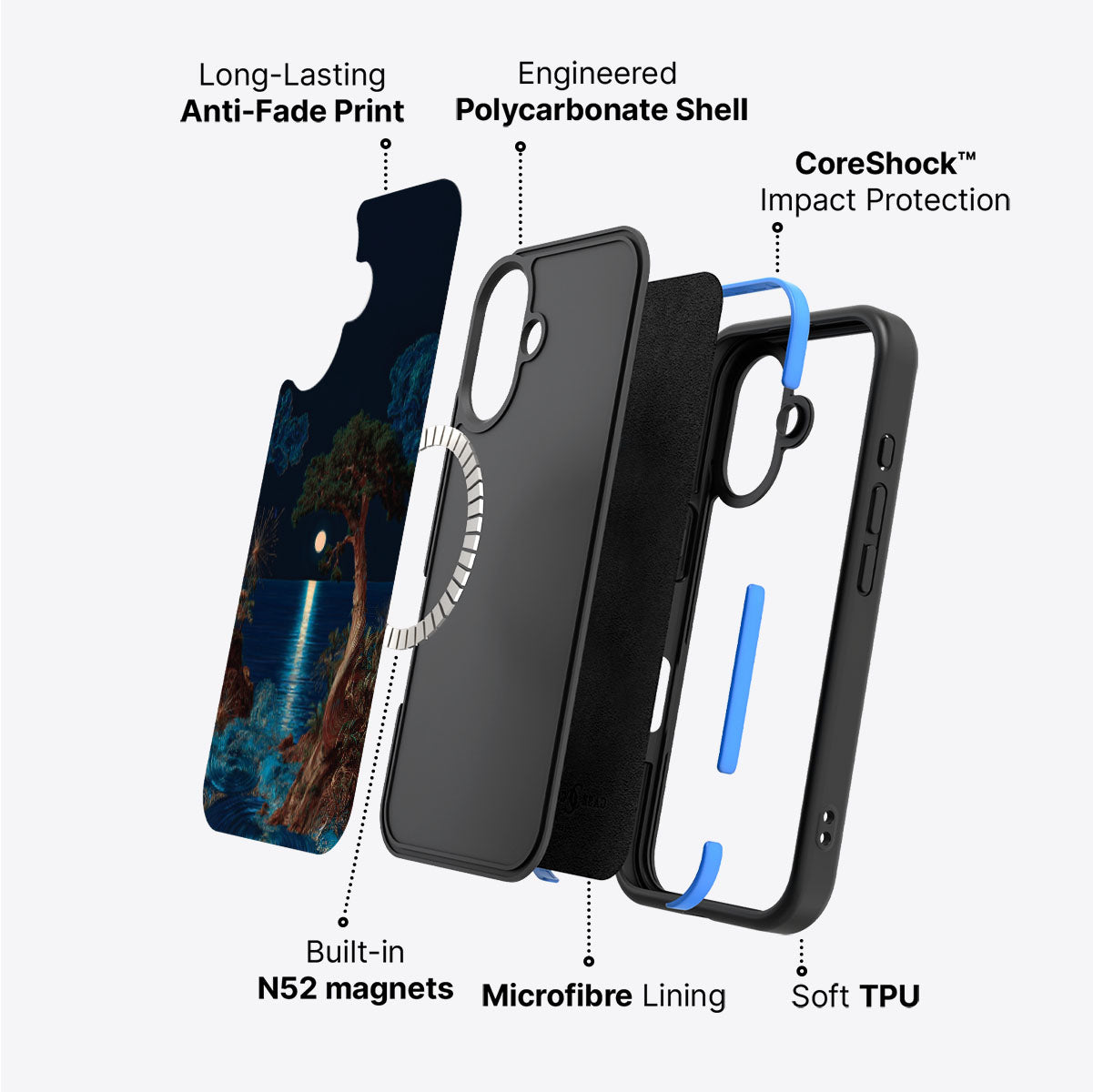iPhone 16 Plus case construction – Quiet Moon phone case