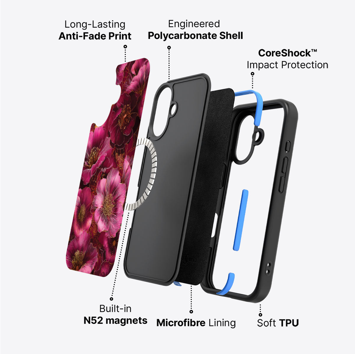 Ruby Flora - iPhone 16 Plus Case #case type_core (magsafe)