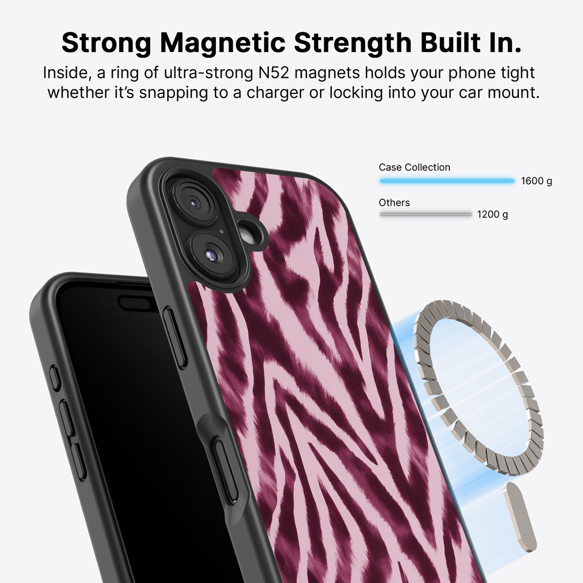 iPhone 16 Plus MagSafe case – Sangria Zebra design