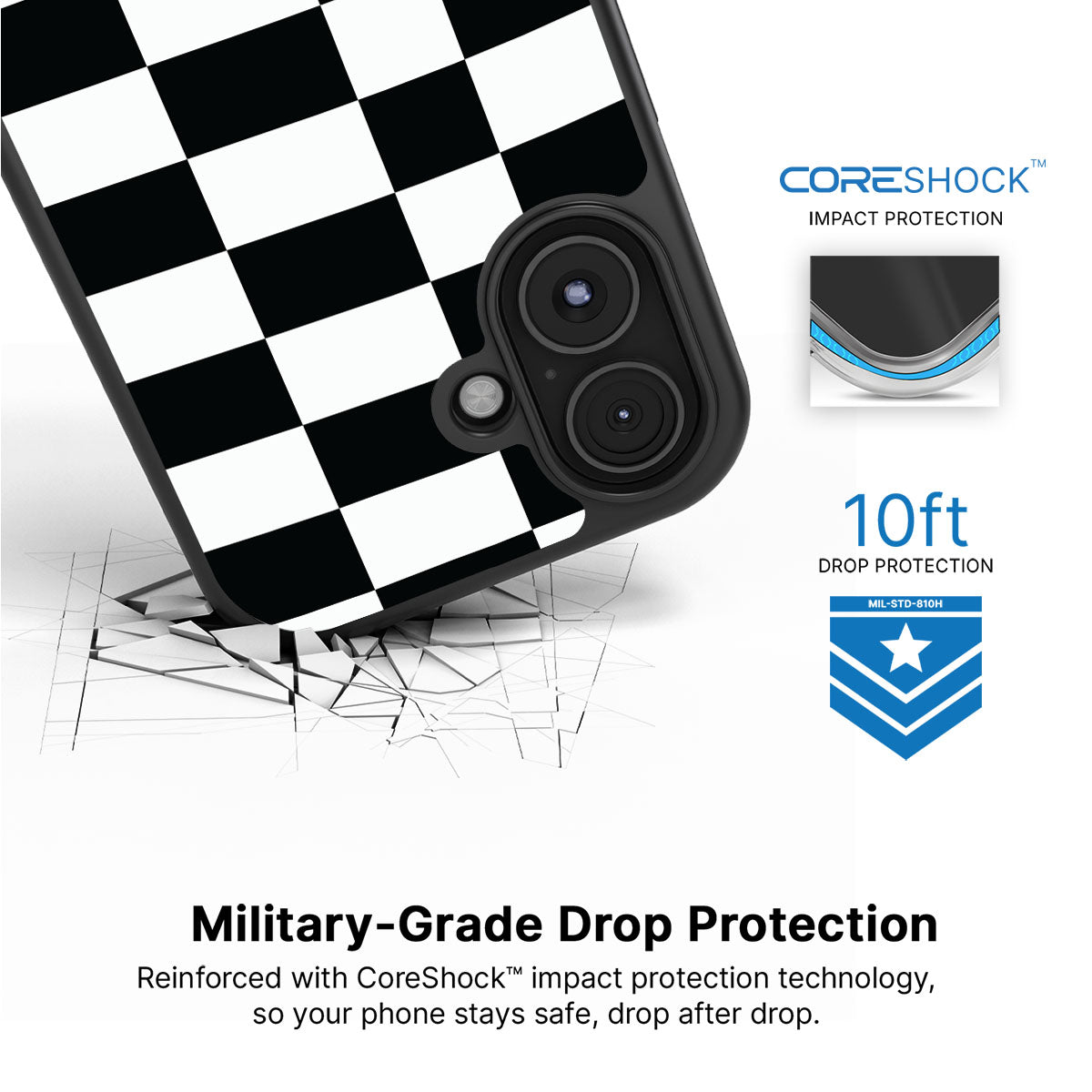 Skewed Checks - iPhone 16 Plus Case #case type_core (magsafe), #case type_core (non magsafe)