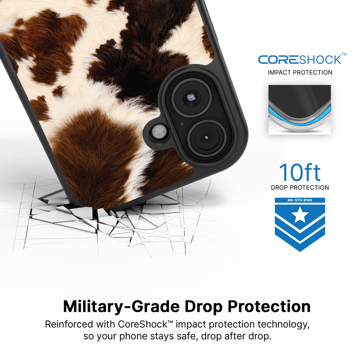 Cowhide Designer iPhone 16 Plus Case – Swiss Cow | MagSafe