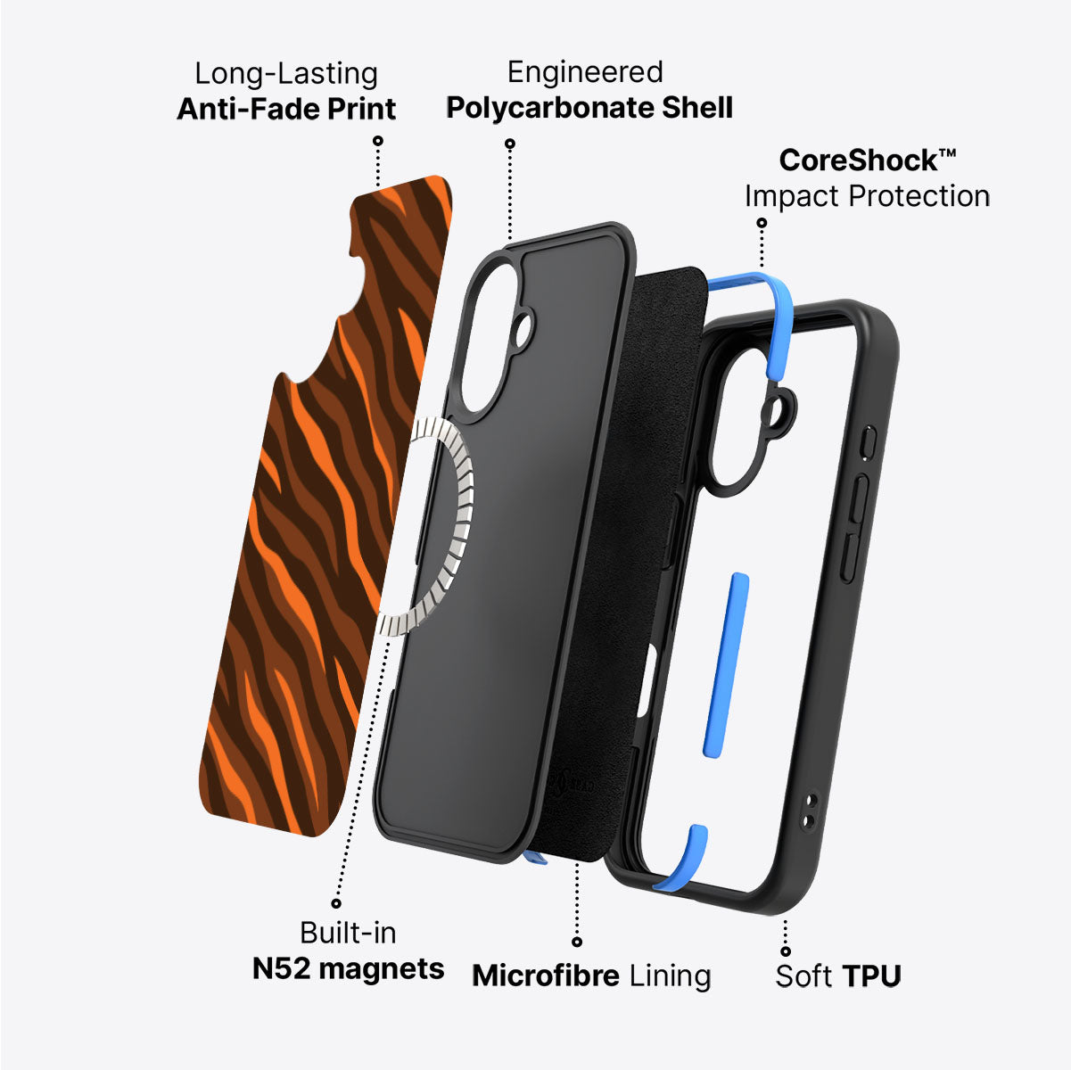 Tiger Trace - iPhone 16 Plus Case #case type_core (magsafe)