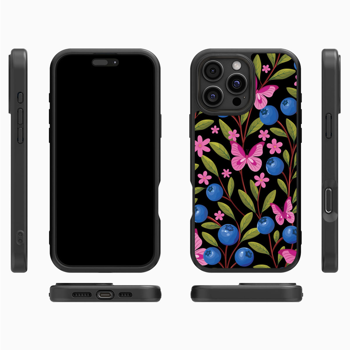 Blueberry Butterflies - iPhone 16 Pro Case #case type_core (magsafe), #case type_core (non magsafe)