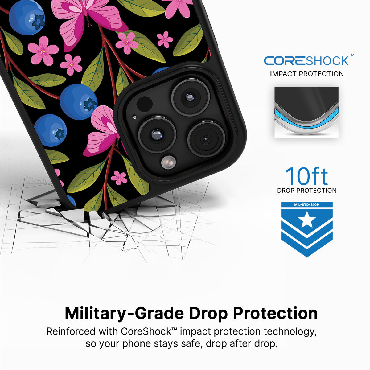 Blueberry Butterflies - iPhone 16 Pro Case #case type_core (magsafe), #case type_core (non magsafe)