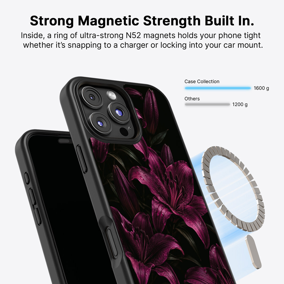 iPhone 16 Pro MagSafe case – Burgundy Lily design