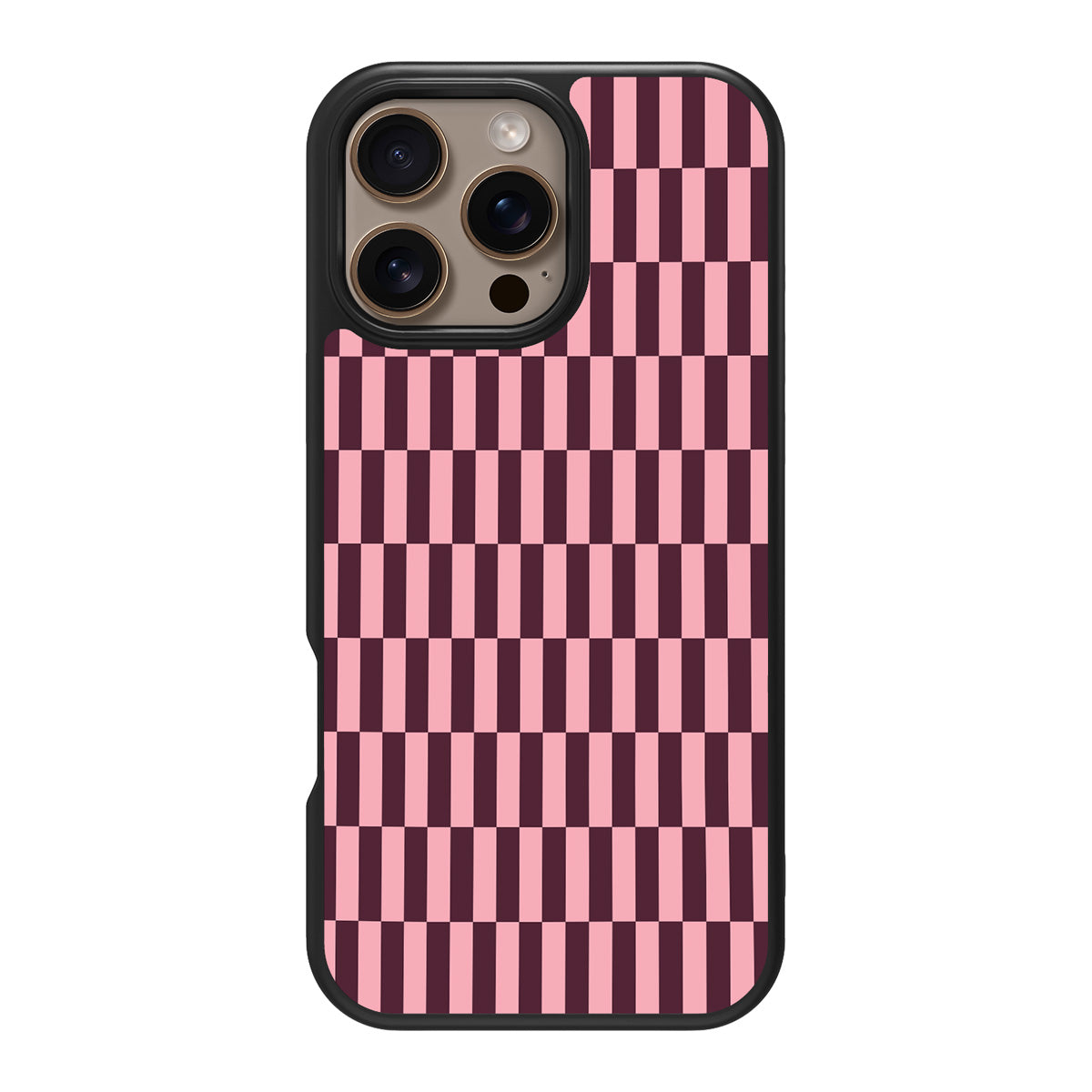 Claret Stack design back view – iPhone 16 Pro case