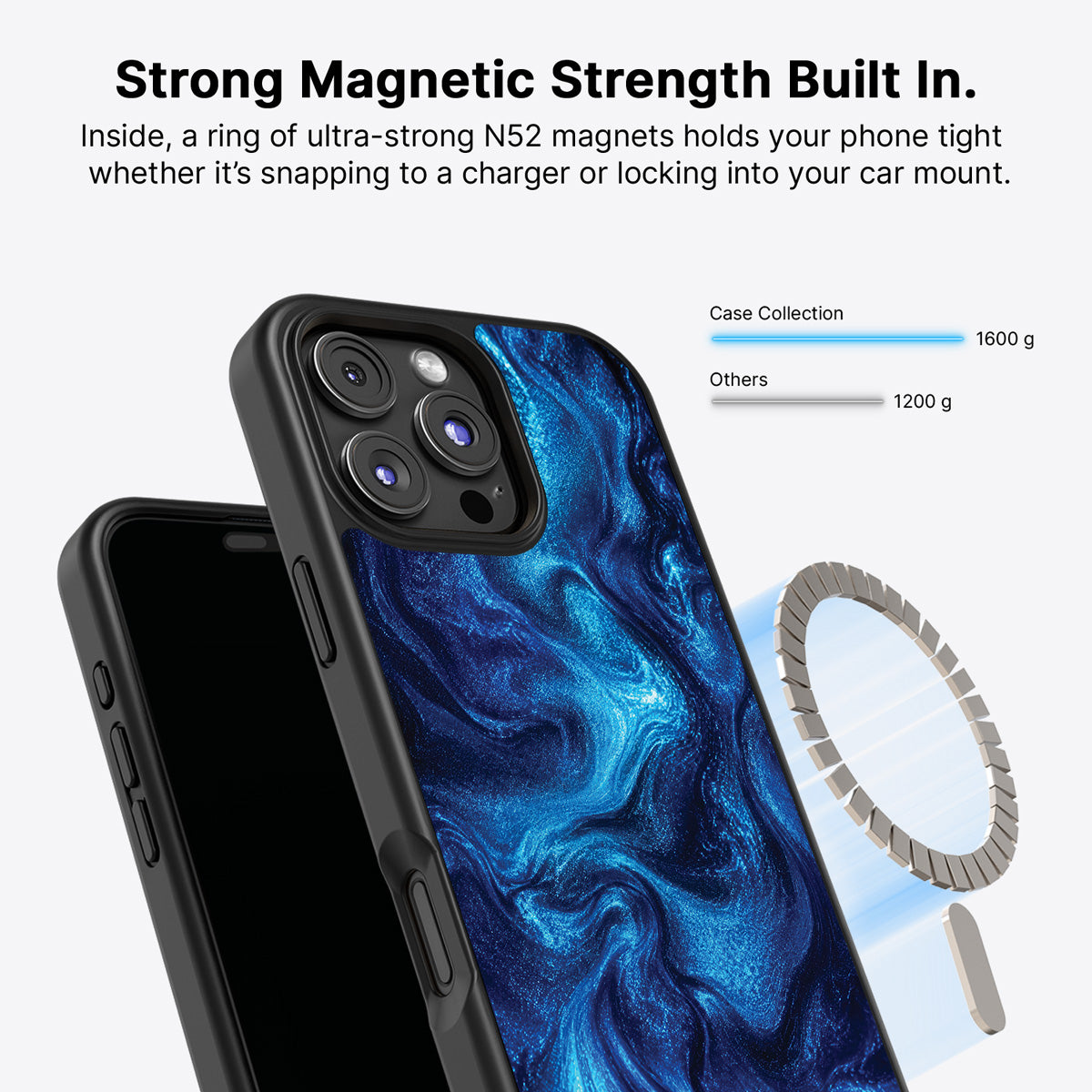 Blue Marble Designer iPhone 16 Pro Case – Indigo Impasto | MagSafe