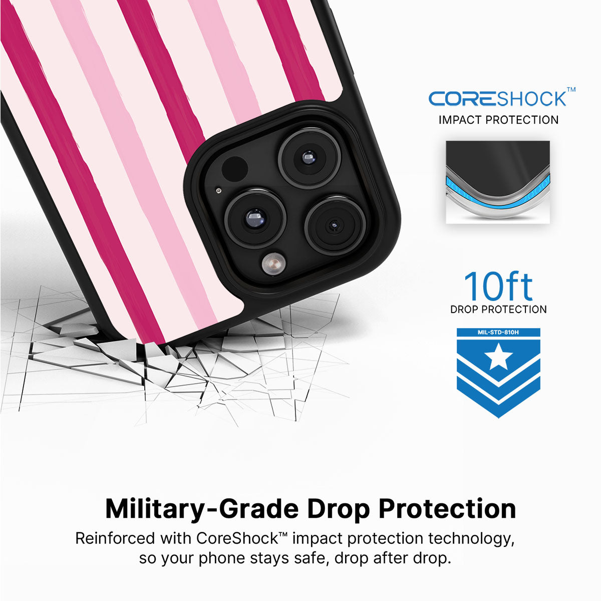 Pink Watercolor Stripes - iPhone 16 Pro Case #case type_core (magsafe), #case type_core (non magsafe)