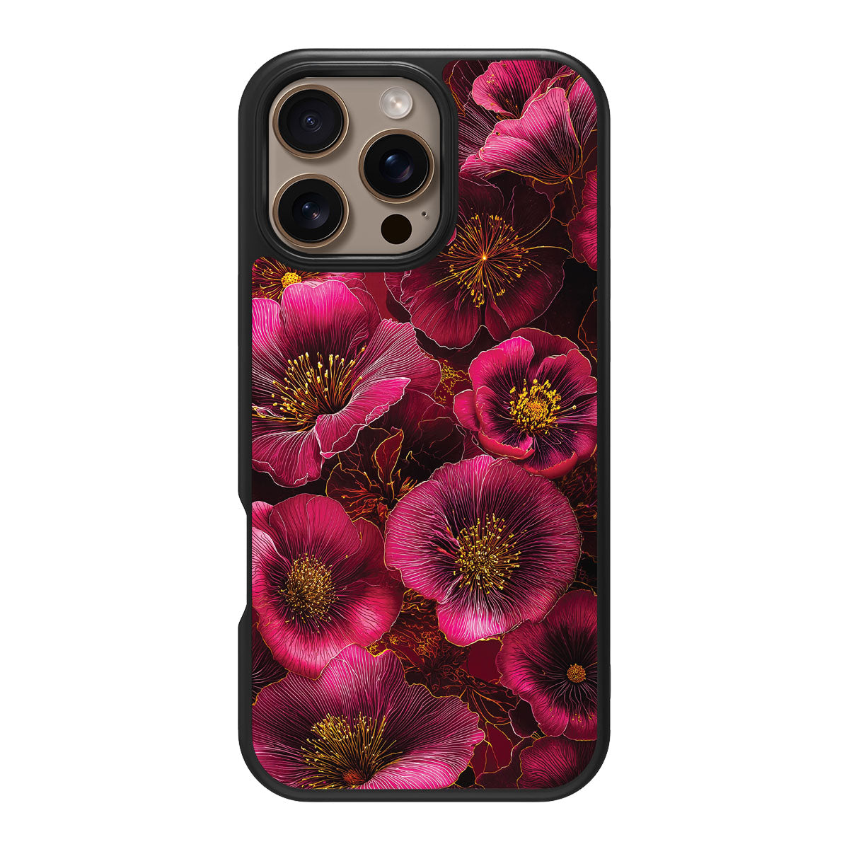 Pink Floral Designer iPhone 16 Pro Case – Ruby Flora | MagSafe